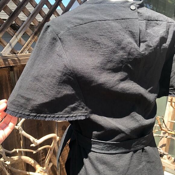 Maje Black Cotton Blend Wrap w/ Belt Mini Dress - Picture 8 of 16